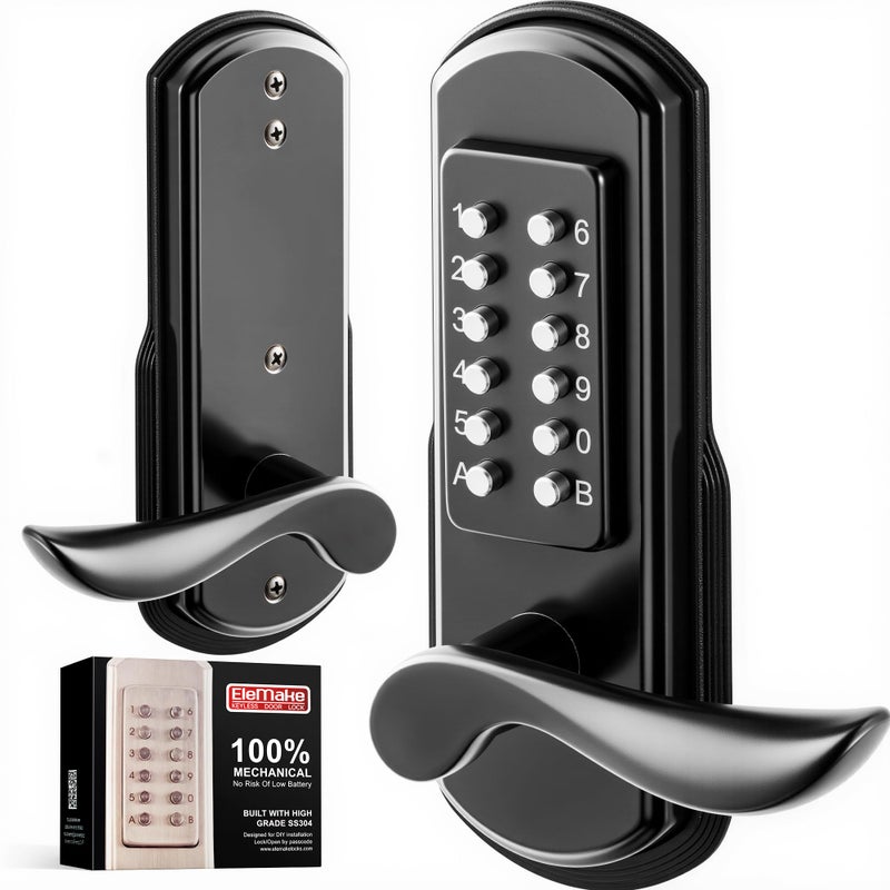 Elemake Keyless Door Lock with Keypad, Right Handed Mechanical Door Lock, Security Combination Digital Stainless Steel 304 - Not a Deadbolt - Image 1